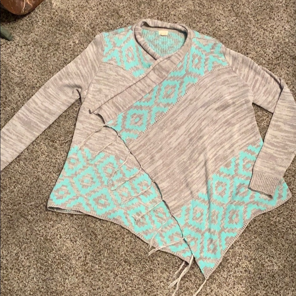 Grey and Turquoise Sweater